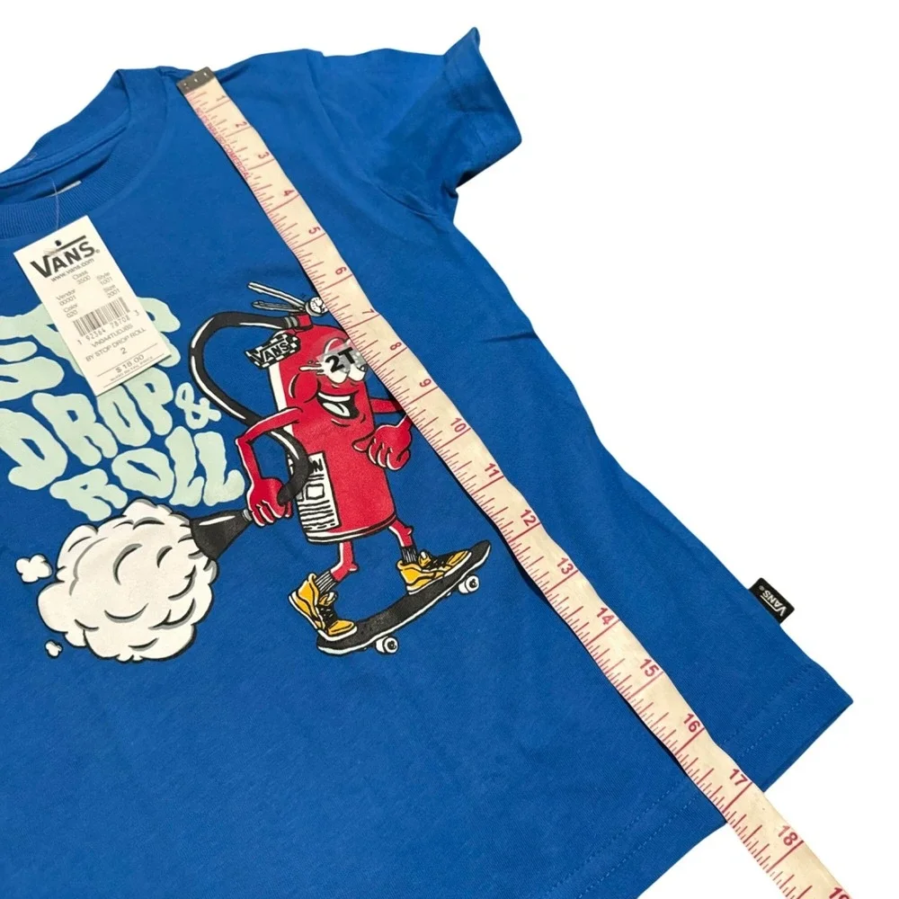Vans by stop‎ drop roll boy toddlers tee shirt size 2T blue short sleeve graphic